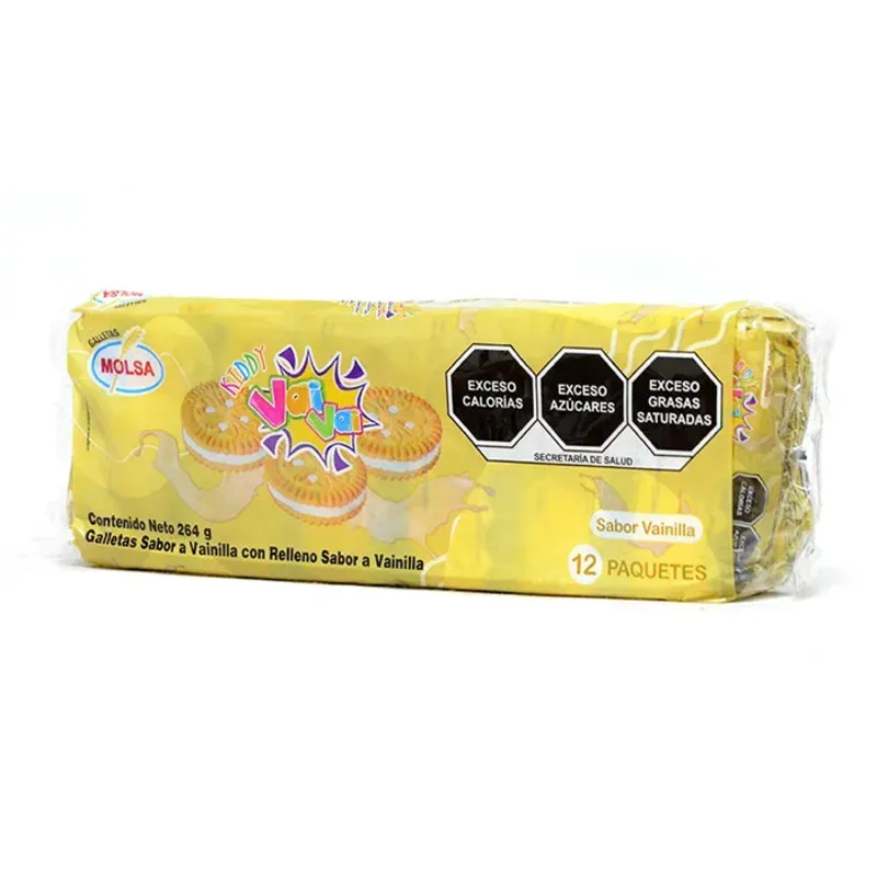 Galleta sabor vainilla con relleno sabor vainilla  Vai Vai Molsa 