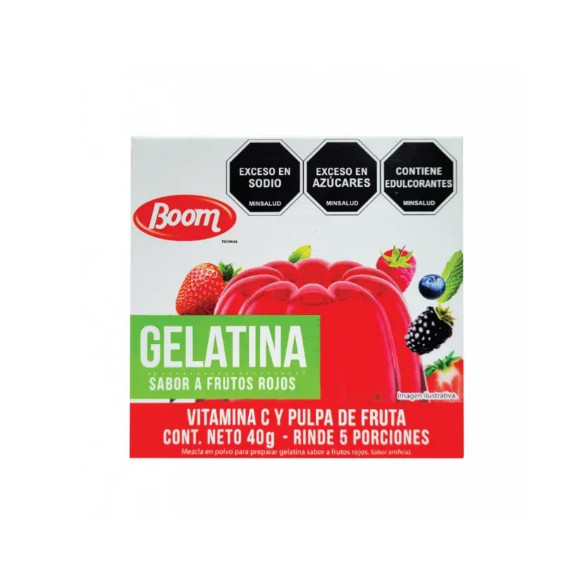 Gelatina sabor a frutos rojos Boom 