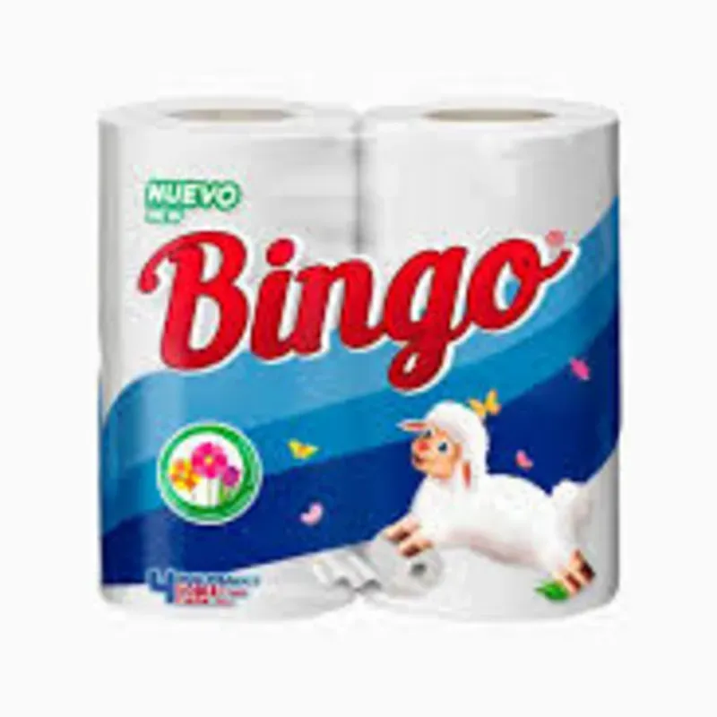 Papel higiénico - Bingo - Fragancia Floral - Doble Capa - 4 Rollos 