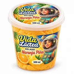 Potecitos de helado . Vida Láctea de 500 ml sabor Naranja Pina