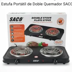 Cocina eléctrica 2 hornillas. Marca Saco. Color negro