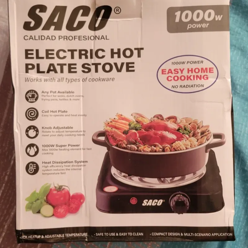 Cocina electrónica negra 1 hornilla 1000 whats. Precio: 15 usd