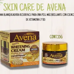 Crema Blanqueadora con avena y Vitaminas E / B3. Contiene: 55 gramos 