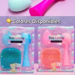 Kit de cepillo facial, capilar y esponja de maquillaje 