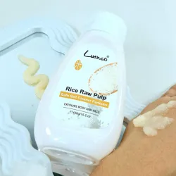 Partículas limpiadoras de sales de baño. Exfoliar cuerpo y rostro. Pulpa de arroz crudo. 430 gramos.