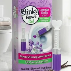 SELLOS DE GEL PARA LIMPIAR INODOROS 1.34 OZ LAVANDA 1 DISPENSADOR Y 12 SELLOS DE GEL
