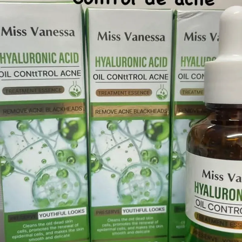 Sérum Facial de ácido hialurónico + Control Acné  Marca: Miss Vanessa. Contiene: 30ml