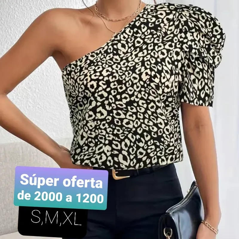 Blusa estampada de un solo hombro