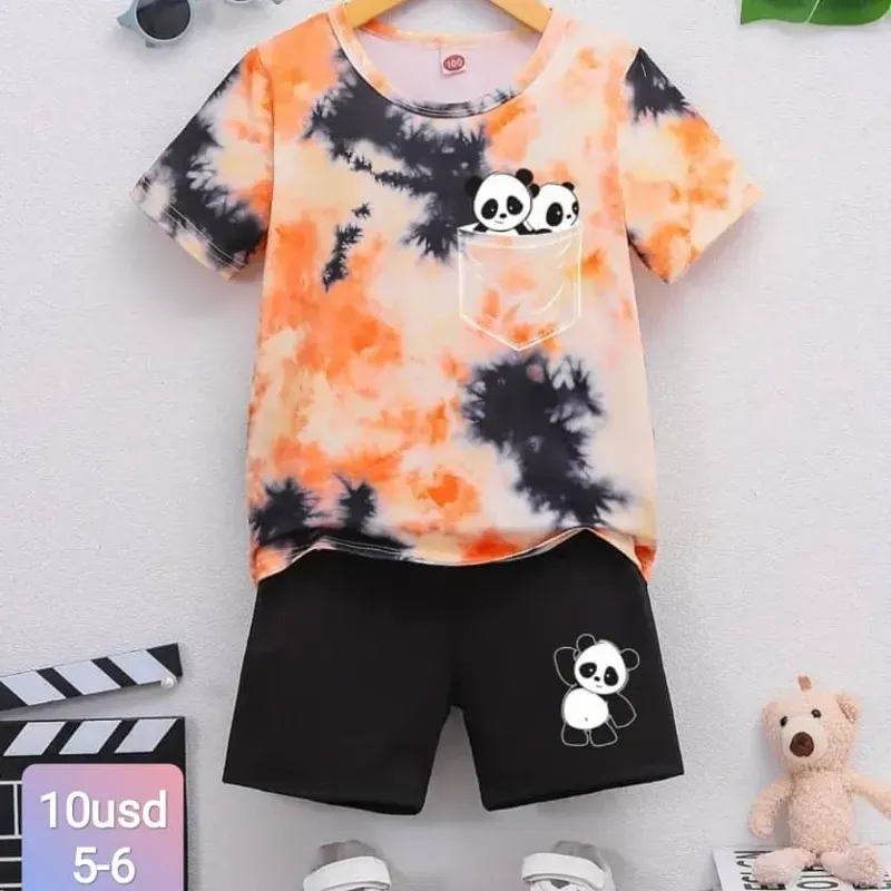 Conjunto para niño naranja y negro