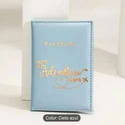 Porta pasaporte azul