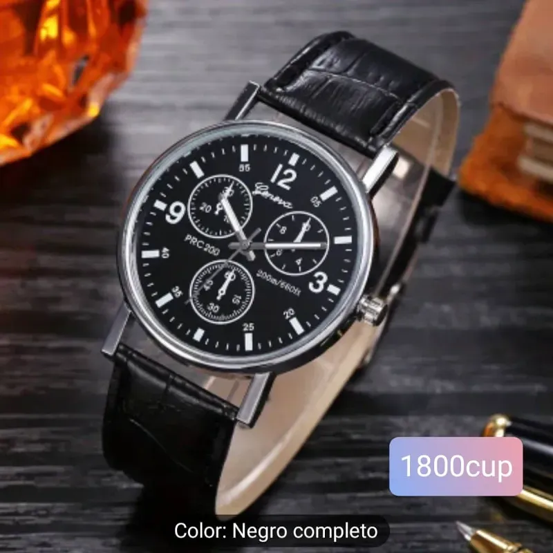 Reloj negro de 3 esferas